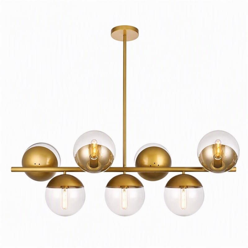 Pemberly Row Eclipse Metal and Glass Pendant Lamp in Brass and Clear