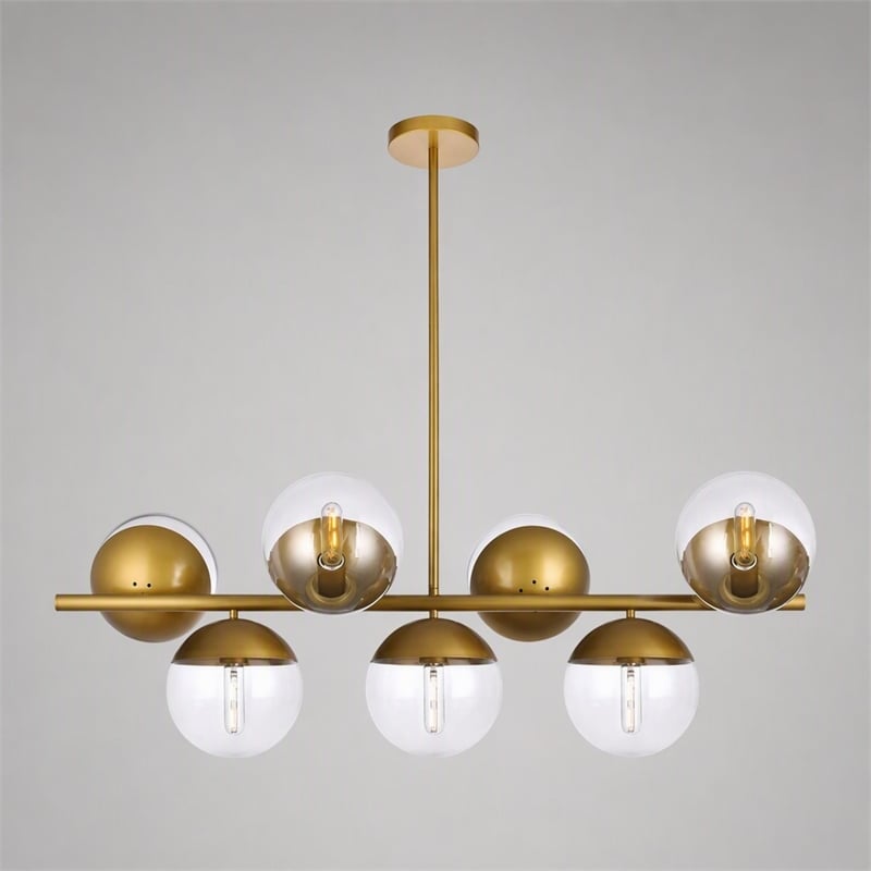 Pemberly Row Eclipse Metal and Glass Pendant Lamp in Brass and Clear