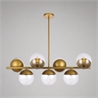 Pemberly Row Eclipse Metal and Glass Pendant Lamp in Brass and Clear