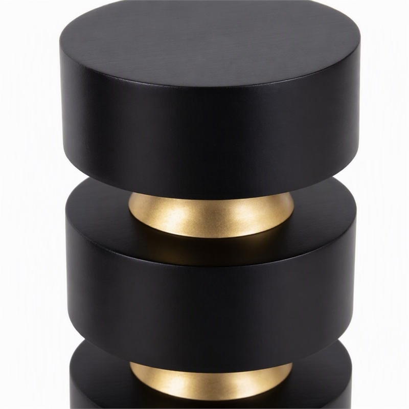 Pemberly Row Zola Round Mango Wood and Iron Side Table with Gold Trim