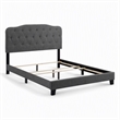 Pemberly Row Full Upholstered Bed with Button-Tufted Headboard in Gray