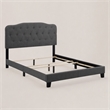 Pemberly Row Full Upholstered Bed with Button-Tufted Headboard in Gray