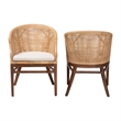 Pemberly Row Lumajang 2-Piece Rattan Dining Chair Set in Natural Finish