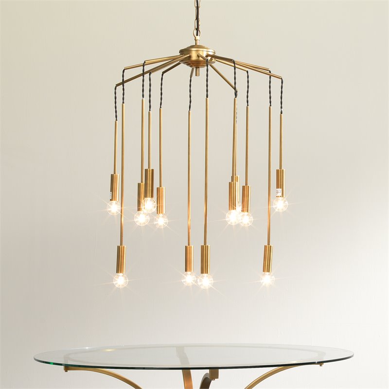 Pemberly Row Cascade Modern Pendant Light in Metal Antique Brass