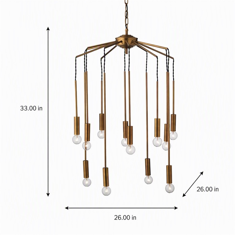 Pemberly Row Cascade Modern Pendant Light in Metal Antique Brass