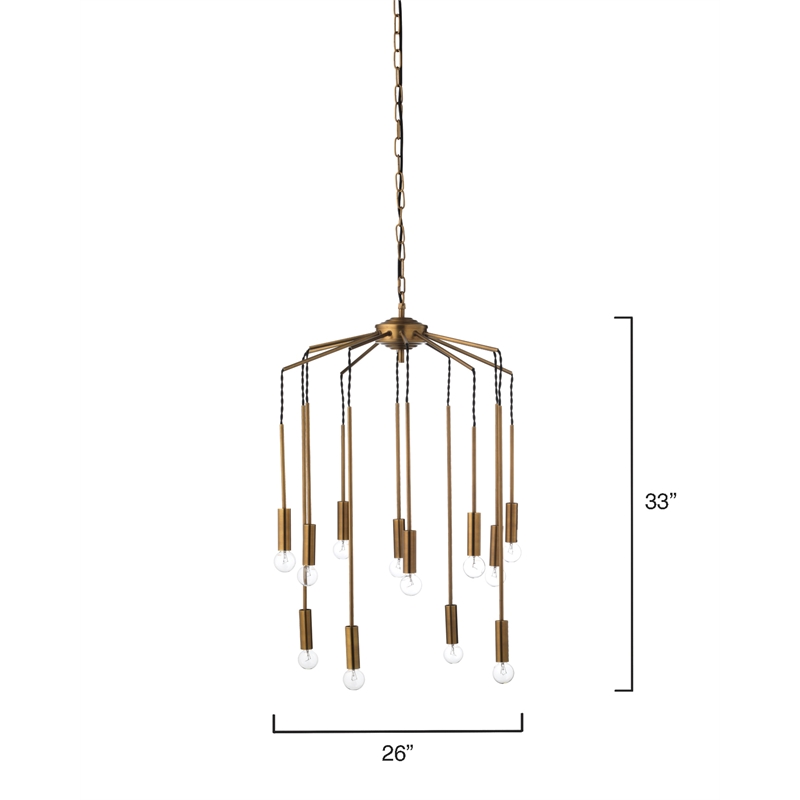 Pemberly Row Cascade Modern Pendant Light in Metal Antique Brass