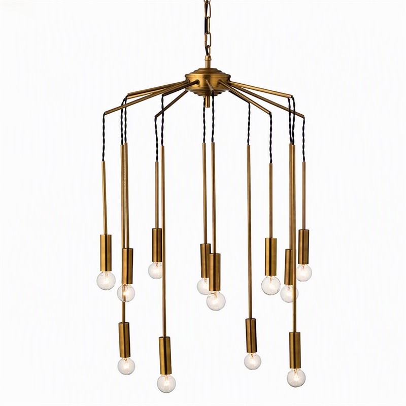 Pemberly Row Cascade Modern Pendant Light in Metal Antique Brass