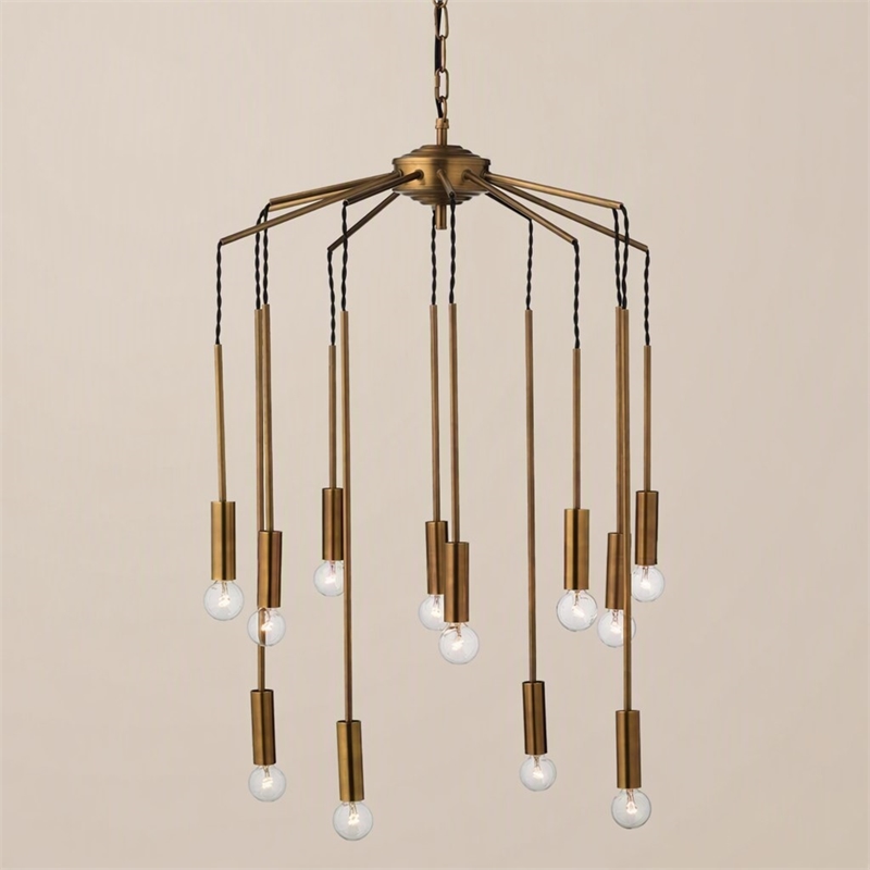 Pemberly Row Cascade Modern Pendant Light in Metal Antique Brass