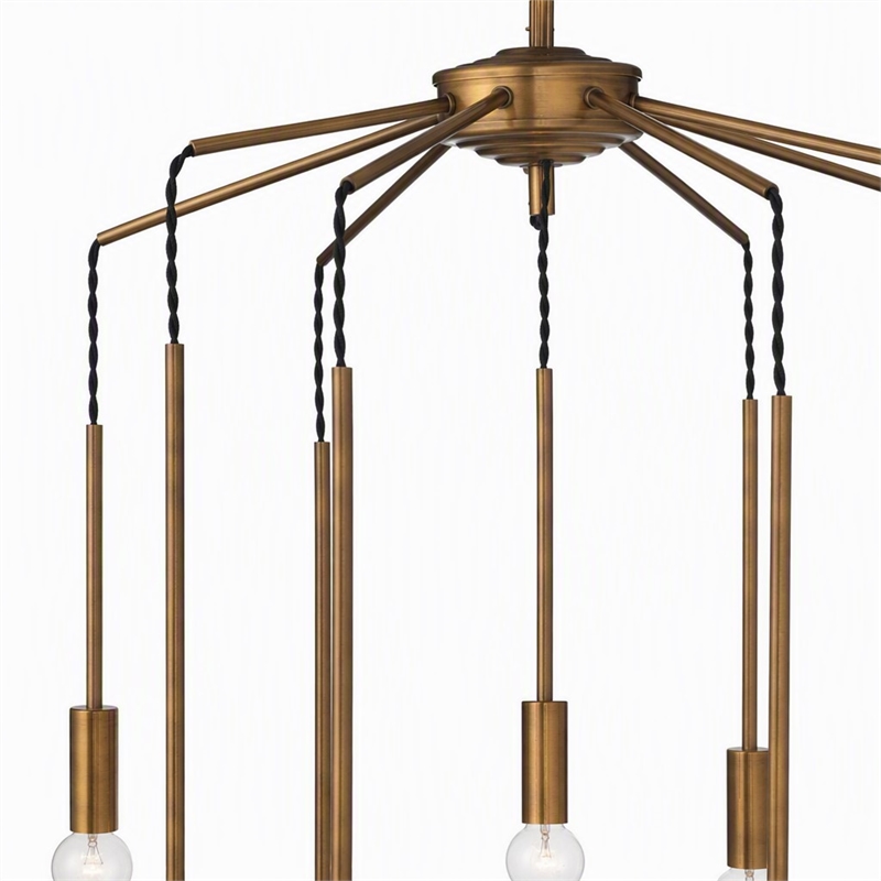 Pemberly Row Cascade Modern Pendant Light in Metal Antique Brass