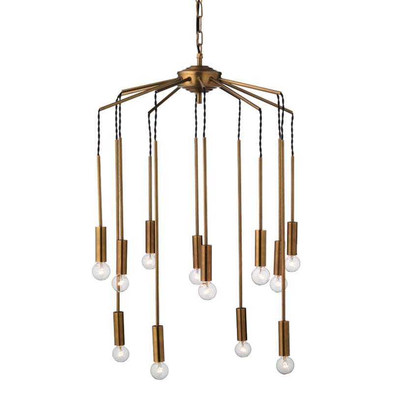 Pemberly Row Cascade Modern Pendant Light in Metal Antique Brass