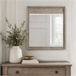 Pemberly Row Hazelwood Brown Pine Mirror with Beveled Frame