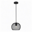 Pemberly Row Keller 1-Light Black Metal Pendant Lamp with Canopy