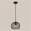 Pemberly Row Keller 1-Light Black Metal Pendant Lamp with Canopy