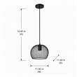 Pemberly Row Keller 1-Light Black Metal Pendant Lamp with Canopy