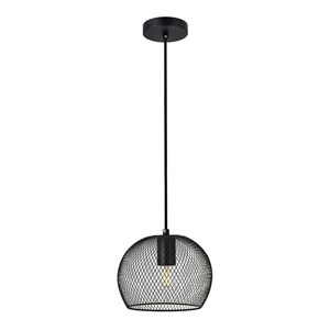 Pemberly Row Keller 1-Light Black Metal Pendant Lamp with Canopy