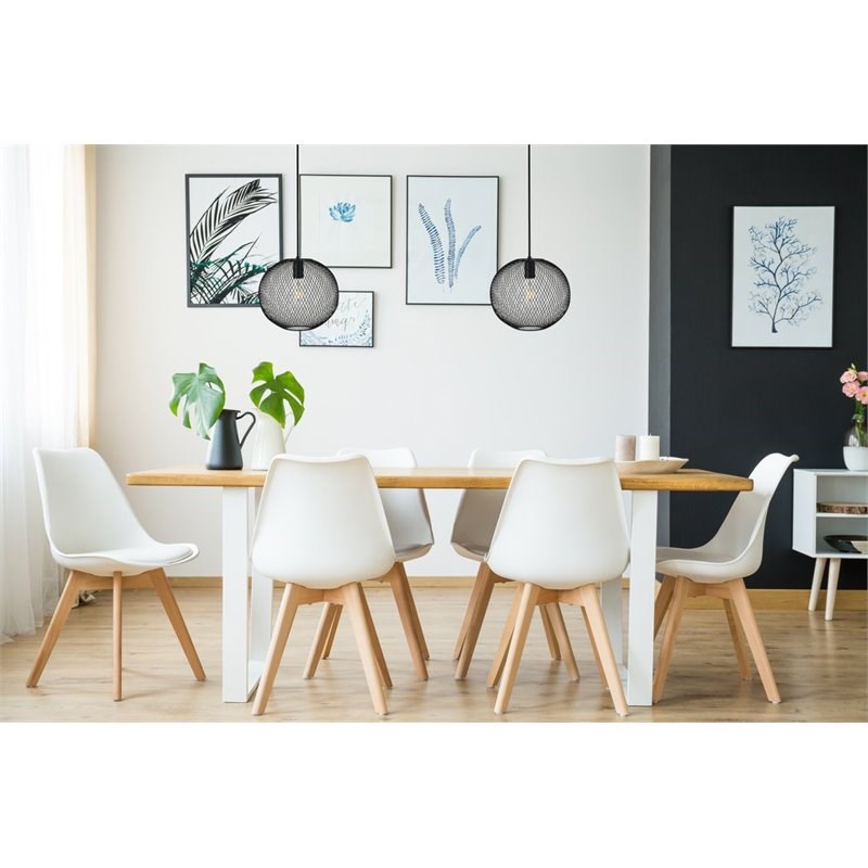 Pemberly Row Keller 1-Light Black Metal Pendant Lamp with Canopy