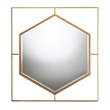 Pemberly Row Gates Antique Gold Metal Accent Wall Mirror with Hexagonal Center