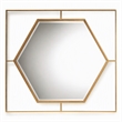 Pemberly Row Gates Antique Gold Metal Accent Wall Mirror with Hexagonal Center