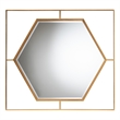 Pemberly Row Gates Antique Gold Metal Accent Wall Mirror with Hexagonal Center
