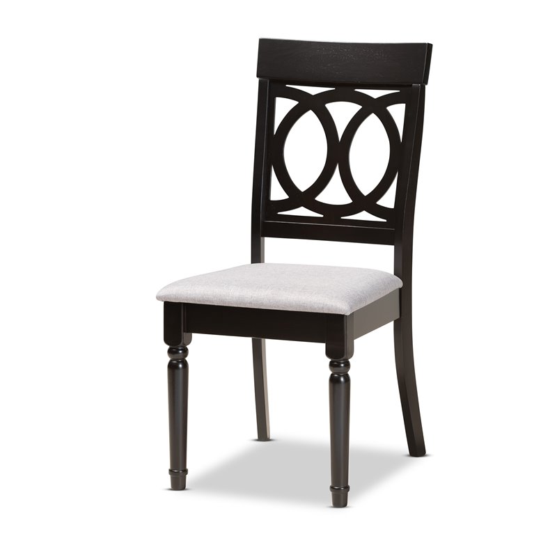 Pemberly Row Grey Fabric 7-Piece Dining Set with Dark Brown Wood Finish
