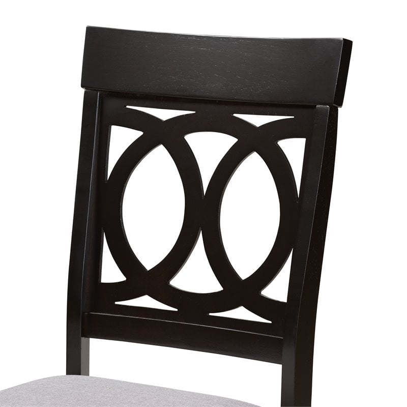 Pemberly Row Grey Fabric 7-Piece Dining Set with Dark Brown Wood Finish