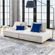 Pemberly Row 2-Piece Tufted Fabric Loveseat in Beige Upholstery