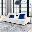 Pemberly Row 2-Piece Tufted Fabric Loveseat in White Upholstery