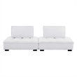 Pemberly Row 2-Piece Tufted Fabric Loveseat in White Upholstery