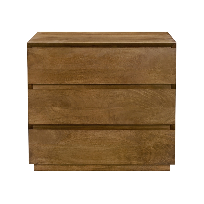 Pemberly Row 3-Drawer Nightstand in Spice Tan Solid Wood Finish
