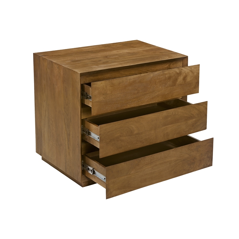 Pemberly Row 3-Drawer Nightstand in Spice Tan Solid Wood Finish