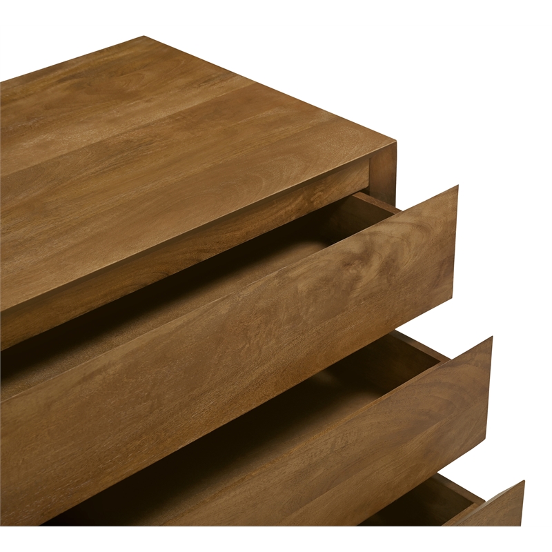 Pemberly Row 3-Drawer Nightstand in Spice Tan Solid Wood Finish