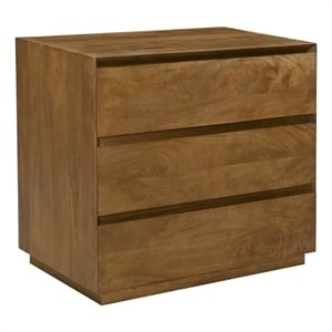 Pemberly Row 3-Drawer Nightstand in Spice Tan Solid Wood Finish