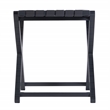 Pemberly Row Rectangular Leather and Birch Wood Luggage Rack in Grey