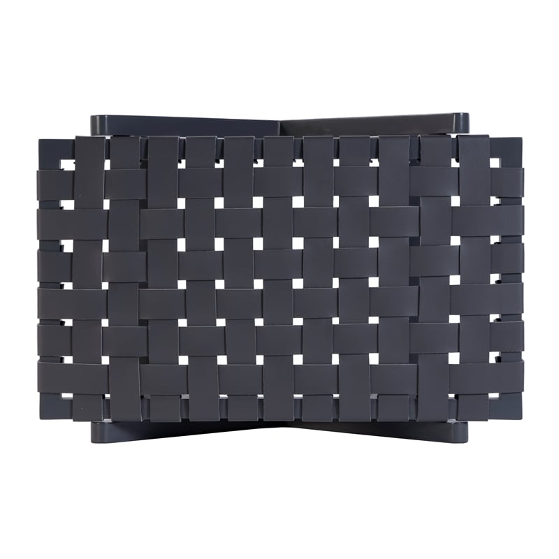 Pemberly Row Rectangular Leather and Birch Wood Luggage Rack in Grey