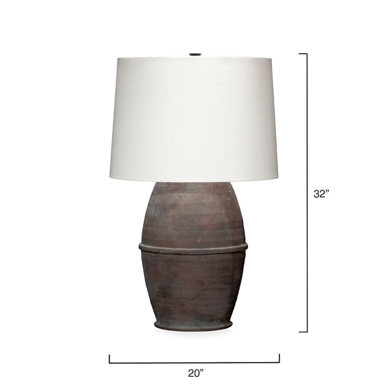Pemberly Row 1-Light Large Ceramic Table Lamp with White Linen Shade