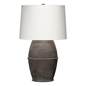 Pemberly Row 1-Light Large Ceramic Table Lamp with White Linen Shade