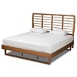 Pemberly Row King Platform Bed with Spindle Headboard in Walnut Brown Wood