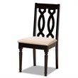 Pemberly Row Sand Fabric and Wood 5-Piece Dining Set in Dark Brown Finish