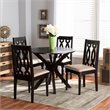 Pemberly Row Sand Fabric and Wood 5-Piece Dining Set in Dark Brown Finish