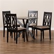 Pemberly Row Sand Fabric and Wood 5-Piece Dining Set in Dark Brown Finish