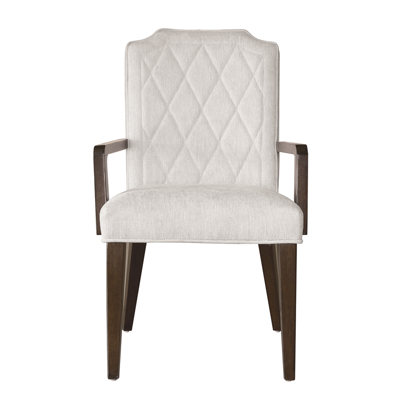 Pemberly Row Asher Upholstered Arm Chair Quilted White Fabric