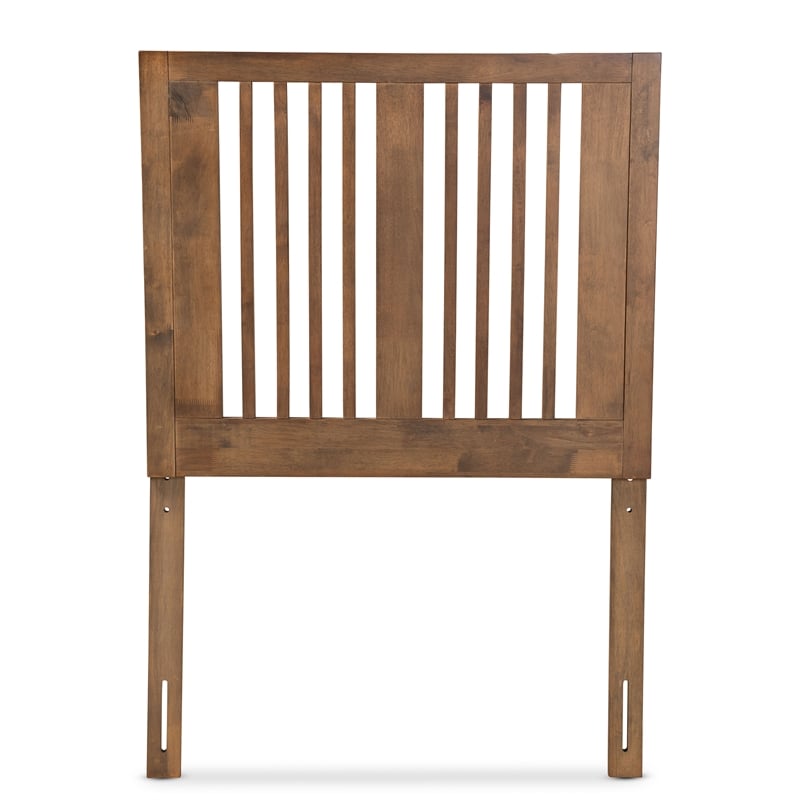 Pemberly Row Harena Rubberwood Twin Headboard in Walnut Finish