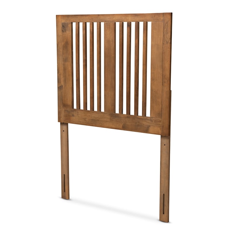 Pemberly Row Harena Rubberwood Twin Headboard in Walnut Finish