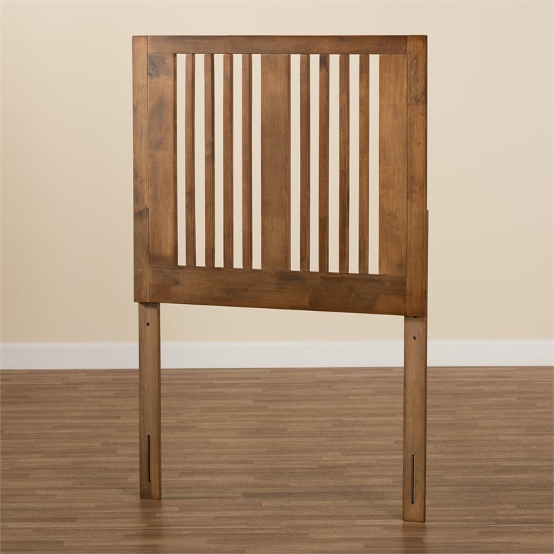 Pemberly Row Harena Rubberwood Twin Headboard in Walnut Finish