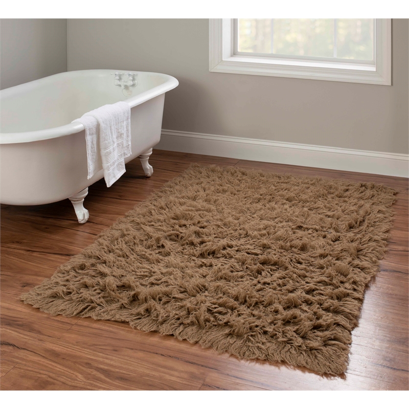 Pemberly Row Hand Woven 3.6x5.6 Wool Accent Rug in Mushroom Brown