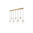 Pemberly Row 7-Light Metal & Glass Hanging Pendant in Brass/Clear