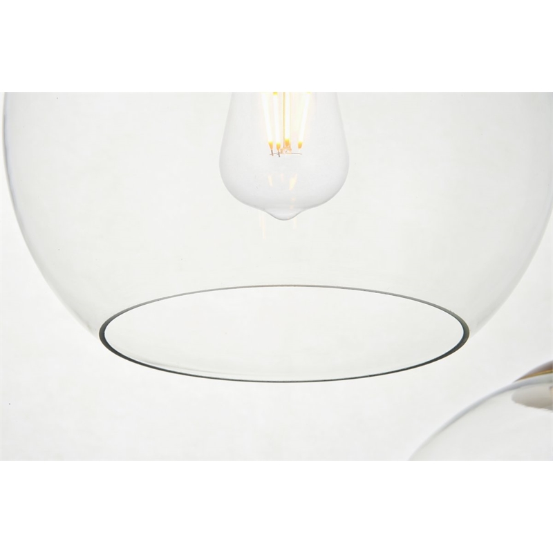 Pemberly Row 7-Light Metal & Glass Hanging Pendant in Brass/Clear