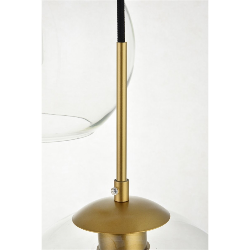 Pemberly Row 7-Light Metal & Glass Hanging Pendant in Brass/Clear