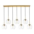 Pemberly Row 7-Light Metal & Glass Hanging Pendant in Brass/Clear