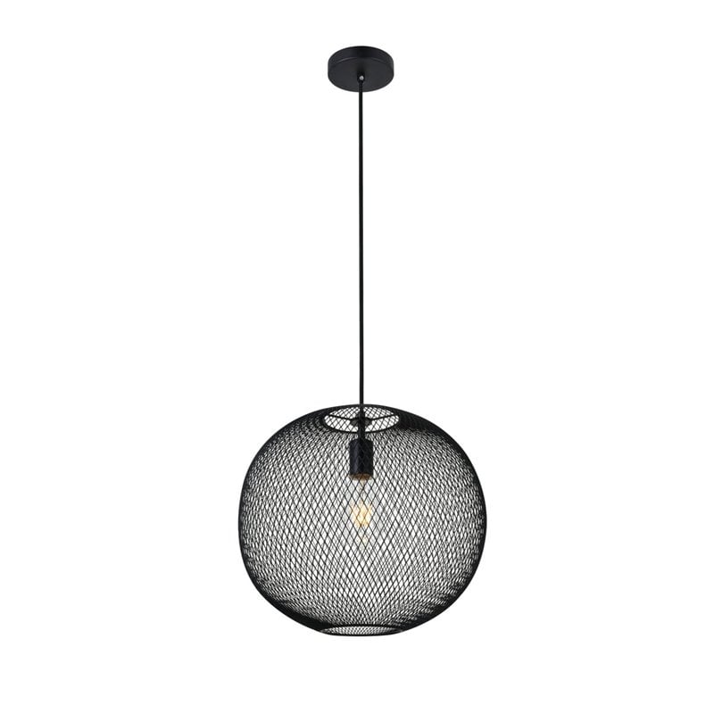 Pemberly Row Kenna 1-Light Pendant Lamp Metal in Black and Clear